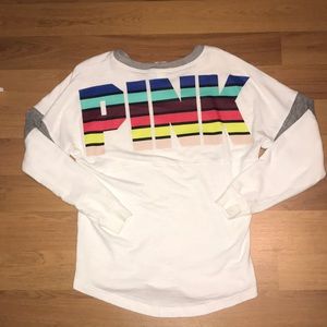 Pink White Crew Neck